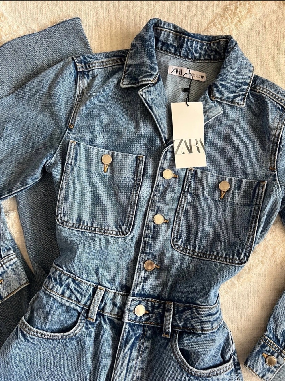 Zara Blue Denim Jumpsuit - Picture 7 of 12